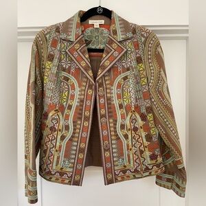 Coldwater Creek Brown Multicolor Embroidered Blazer